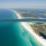 This is an older view of Shell Island and Panama City Beach. The Island is the closest strip of land in the photo and on the other side of the channel is PCB. 